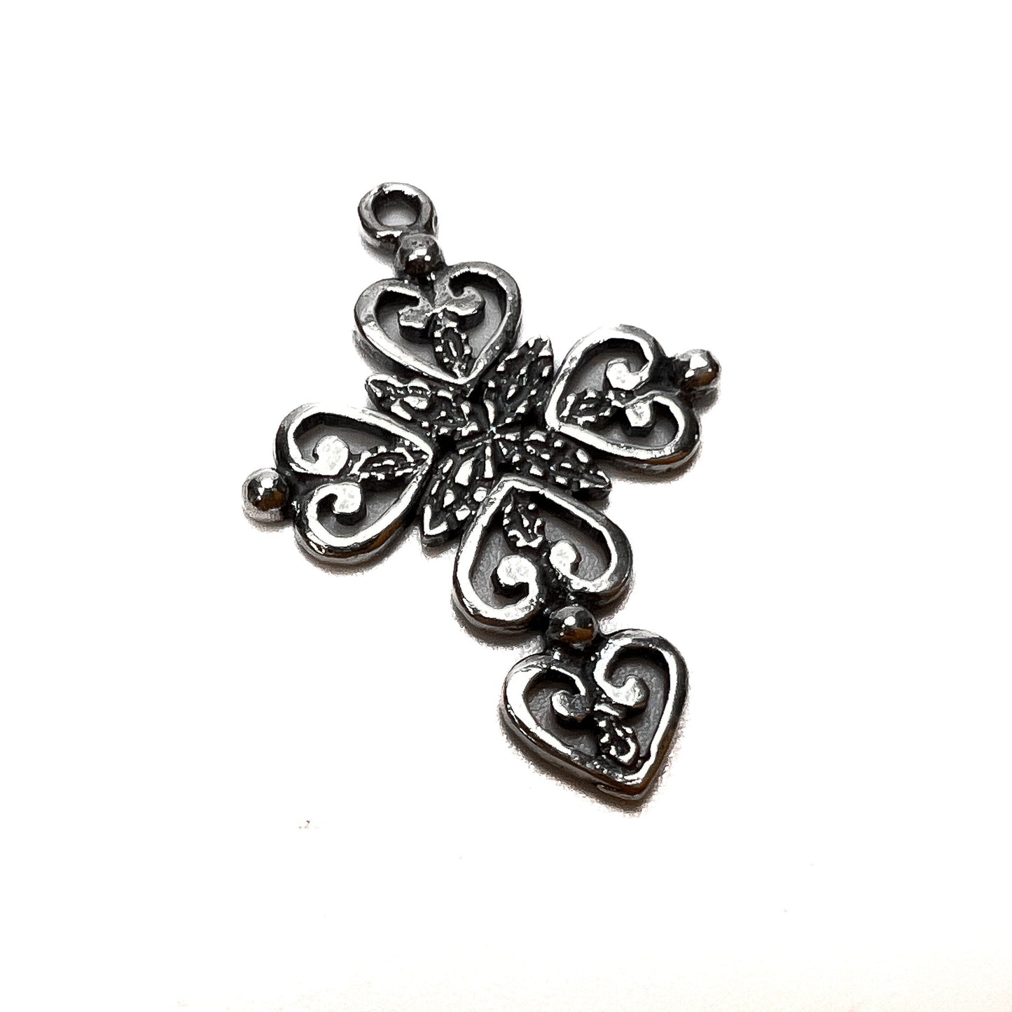 Heart Cross Charm (Sterling Silver) - 1 pc.