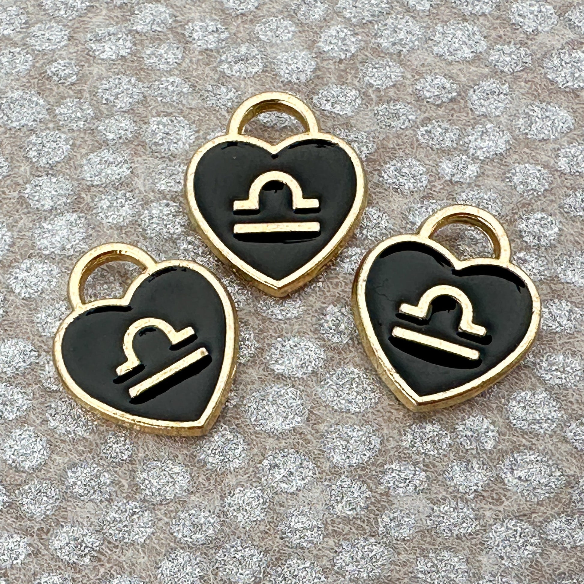 Heart with Zodiac Constellation 12x14.5mm Enamel Charm - 1 pc. (M1946)-The Bead Gallery Honolulu