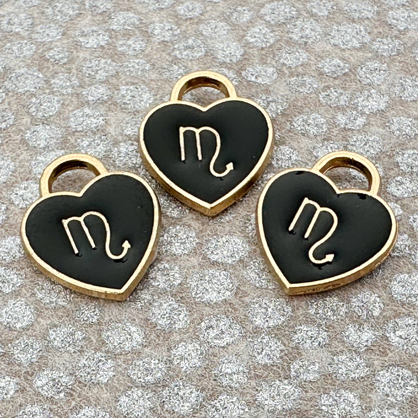 Heart with Zodiac Constellation 12x14.5mm Enamel Charm - 1 pc. (M1946)-The Bead Gallery Honolulu