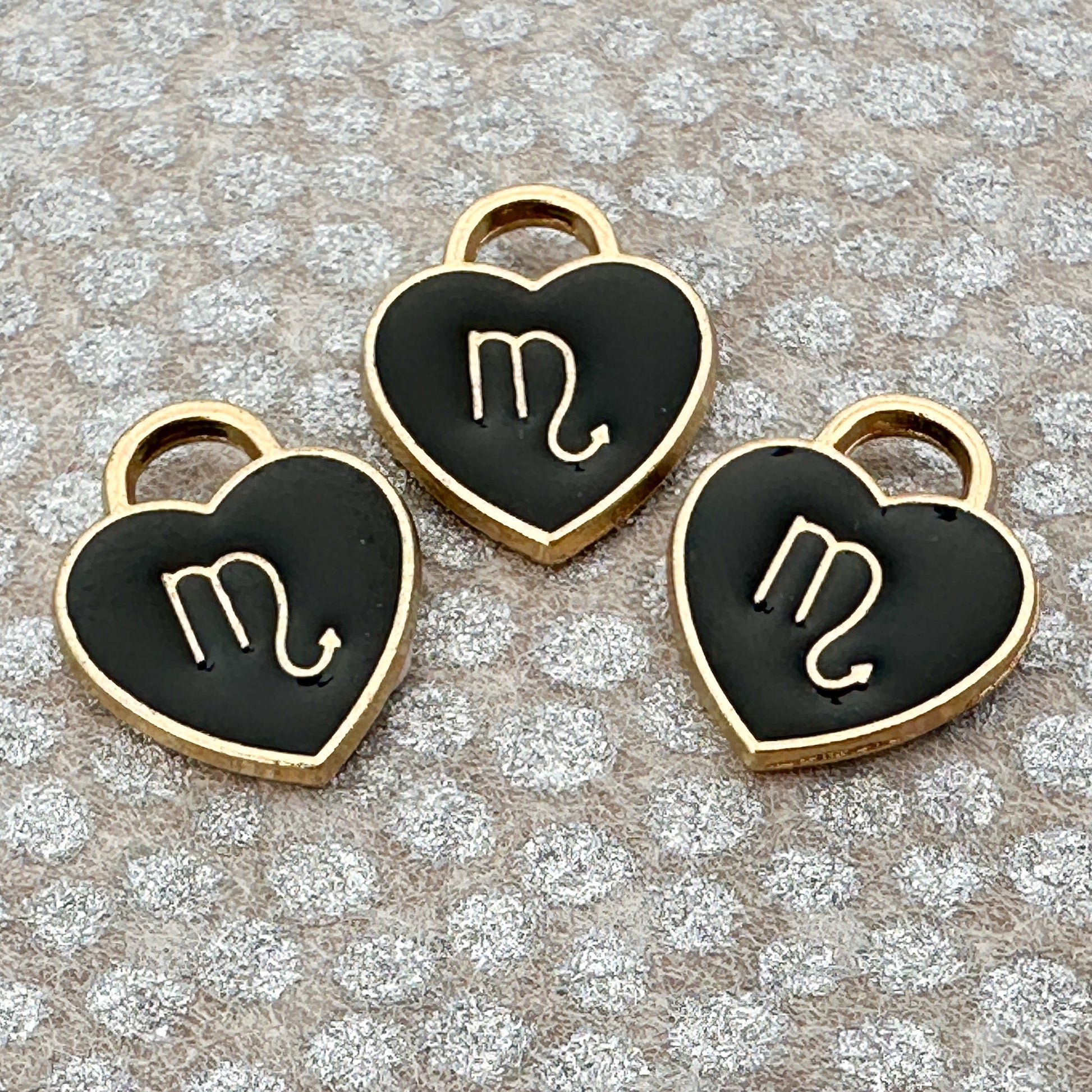 Heart with Zodiac Constellation 12x14.5mm Enamel Charm - 1 pc. (M1946)-The Bead Gallery Honolulu