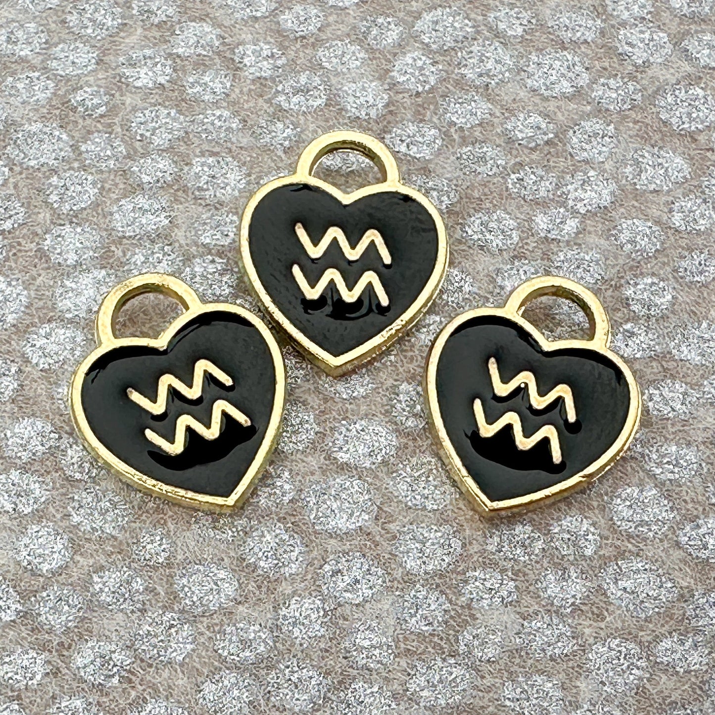 Heart with Zodiac Constellation 12x14.5mm Enamel Charm - 1 pc. (M1946)-The Bead Gallery Honolulu