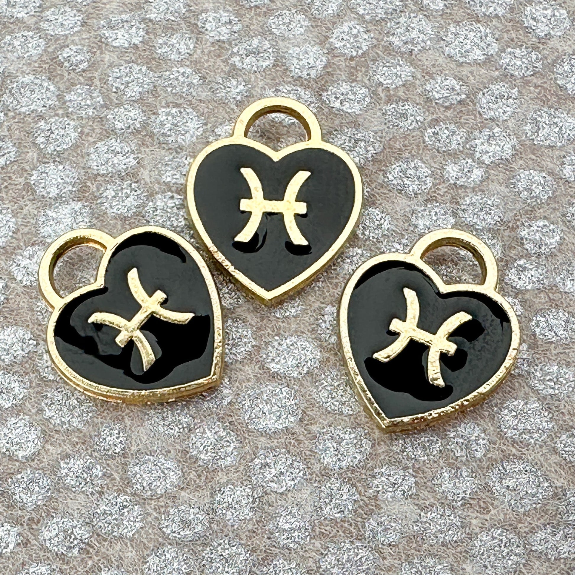 Heart with Zodiac Constellation 12x14.5mm Enamel Charm - 1 pc. (M1946)-The Bead Gallery Honolulu