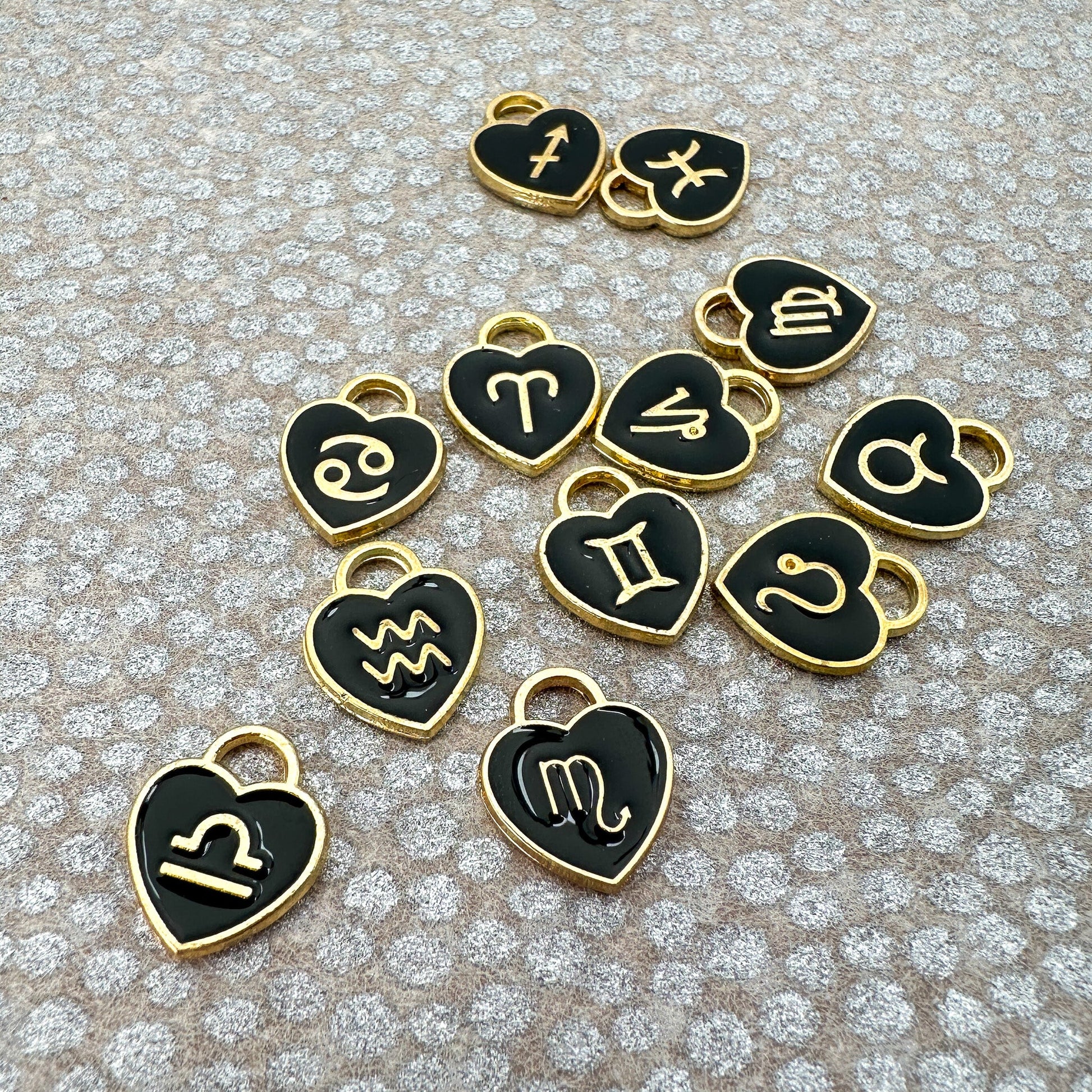 Heart with Zodiac Constellation 12x14.5mm Enamel Charm - 1 pc. (M1946)-The Bead Gallery Honolulu