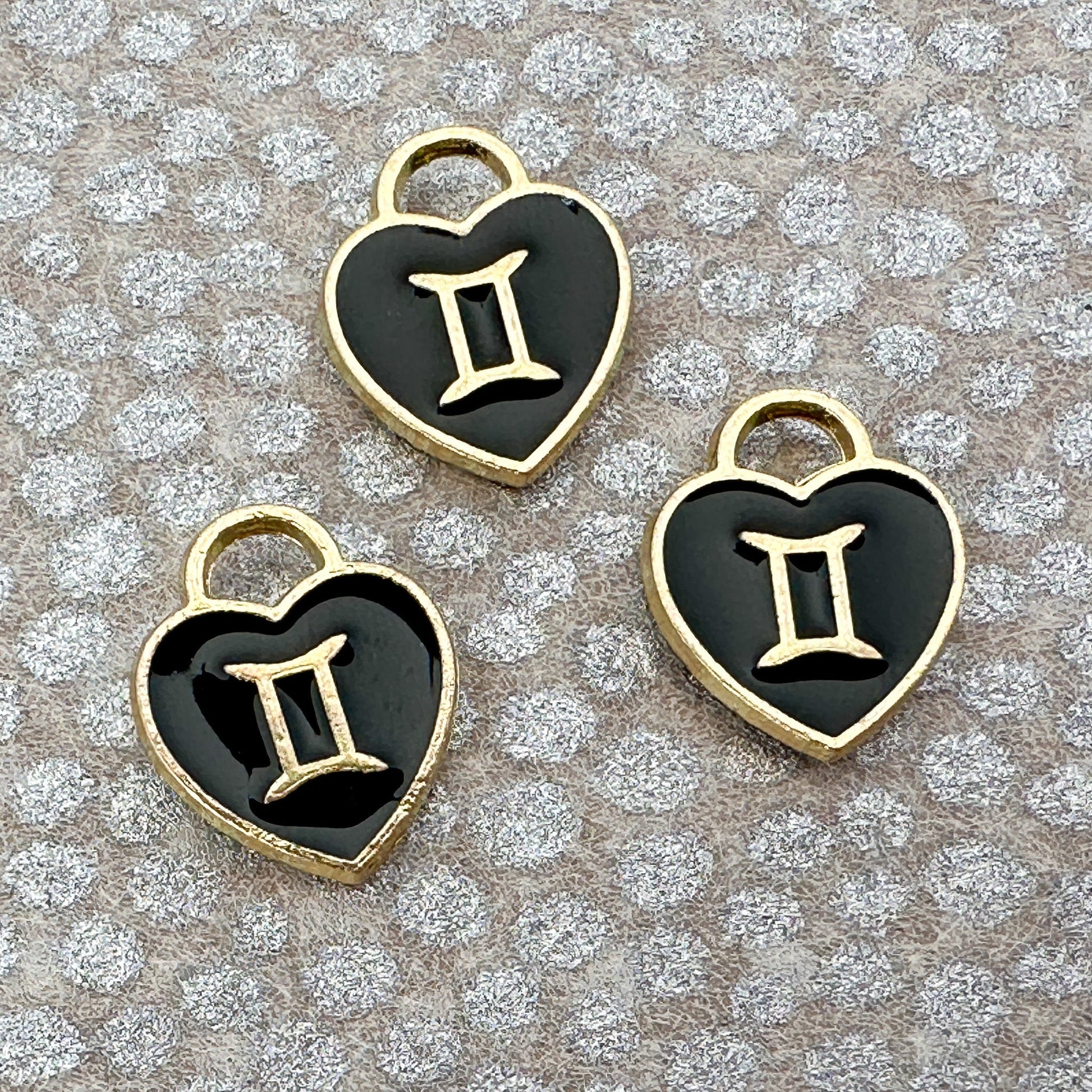 Heart with Zodiac Constellation 12x14.5mm Enamel Charm - 1 pc. (M1946)-The Bead Gallery Honolulu