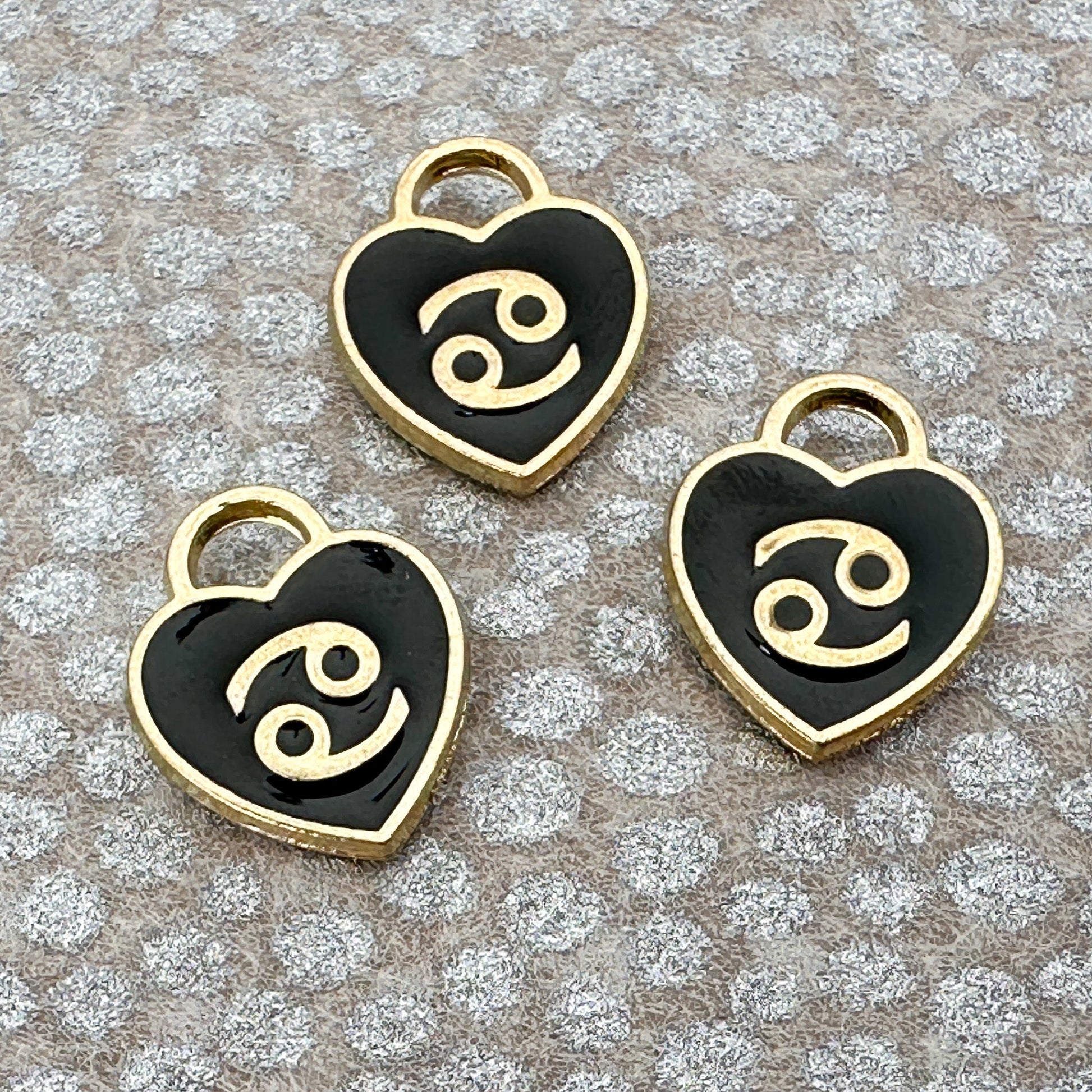 Heart with Zodiac Constellation 12x14.5mm Enamel Charm - 1 pc. (M1946)-The Bead Gallery Honolulu