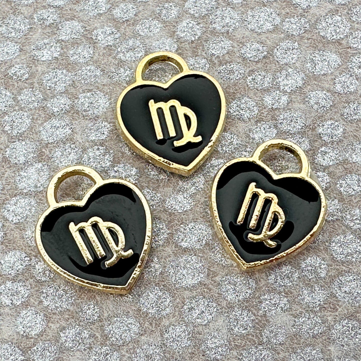 Heart with Zodiac Constellation 12x14.5mm Enamel Charm - 1 pc. (M1946)