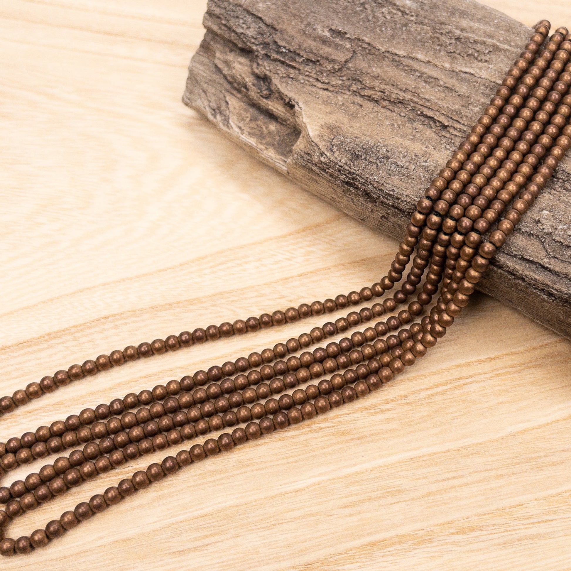 Hematite Matte Light Bronze Plated 3mm Round Bead 16