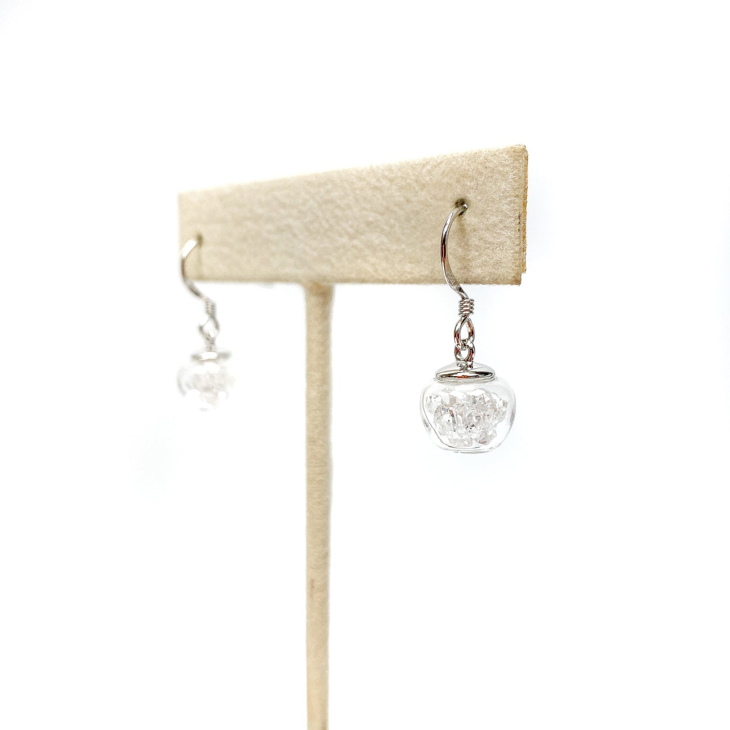 Herkimer Bauble Earrings (Rhodium Plated Sterling Silver) - 1 pair