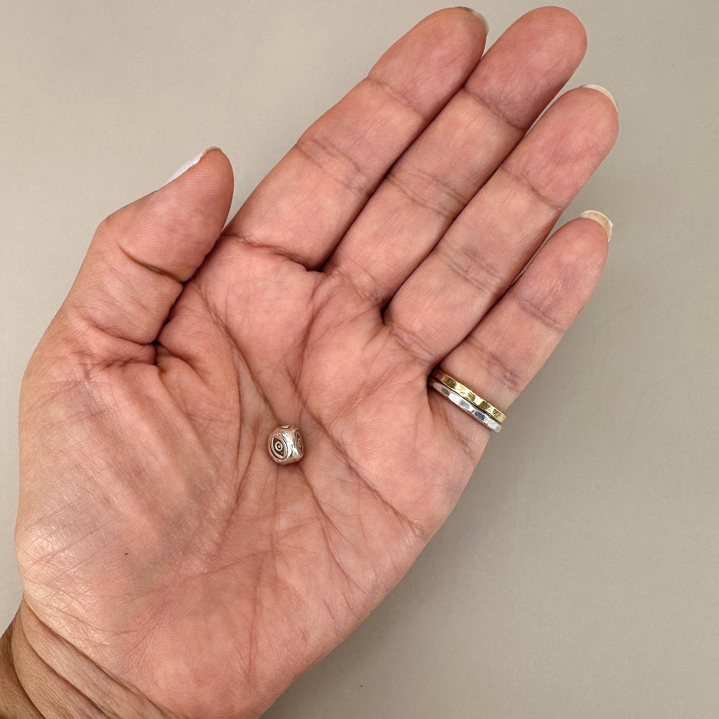 7.5mm Evil Eye Triangle Bead (Thai silver) - 1 pc. (M969)