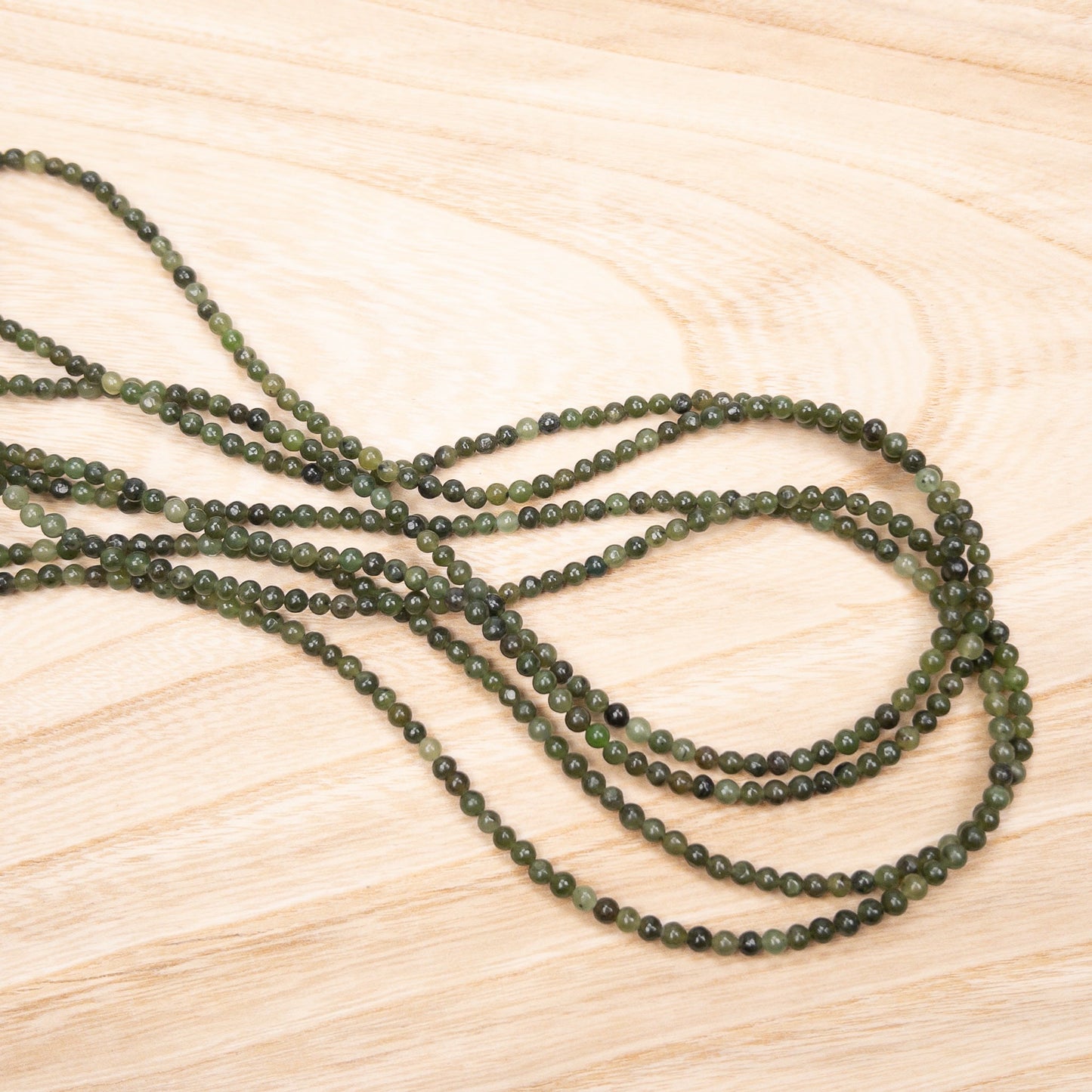 Jade 3mm Dark Olive Smooth Round Bead - 16" Strand