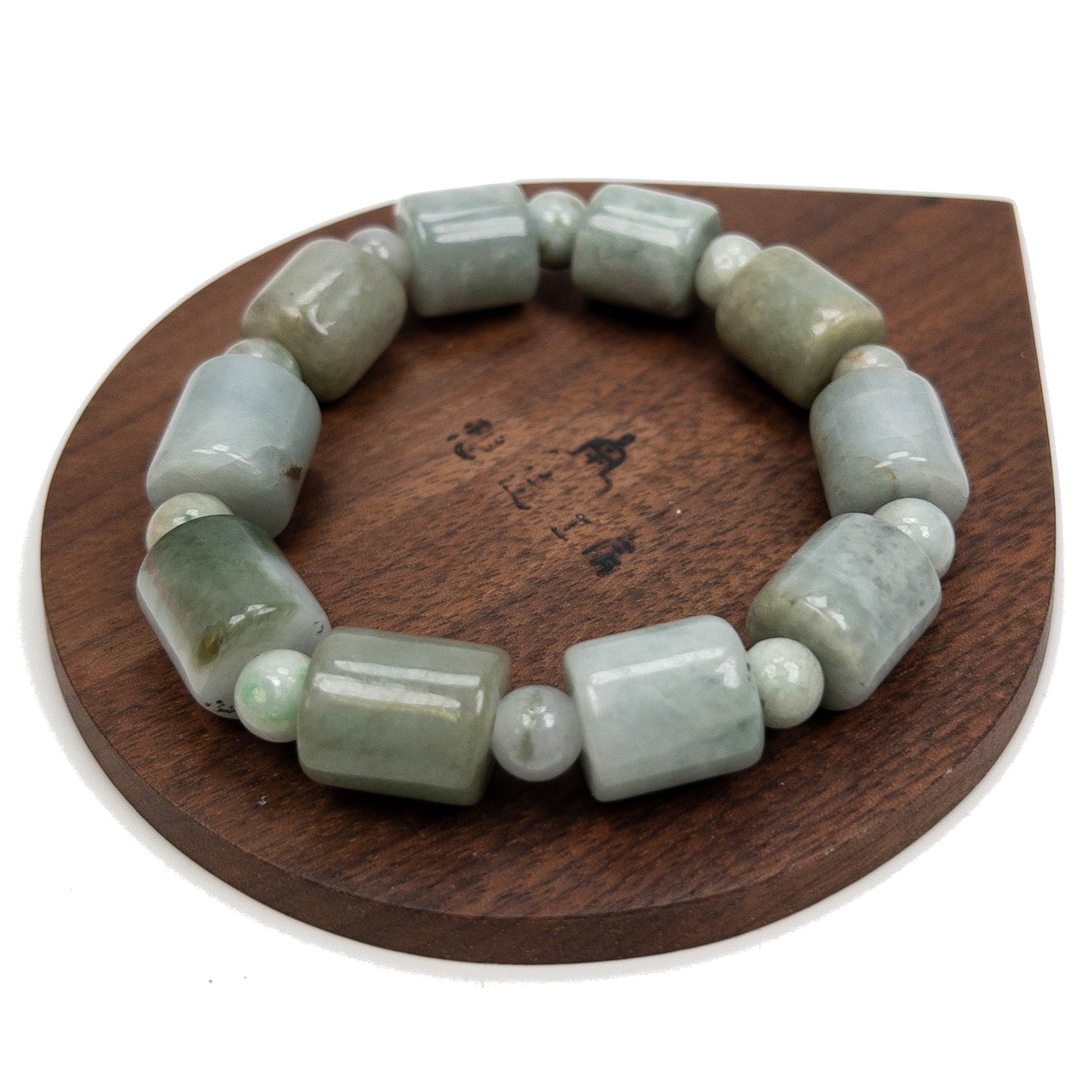 Jade Barrel with Mixed Shape Spacer Stretchy Bracelet (4 Options Available)