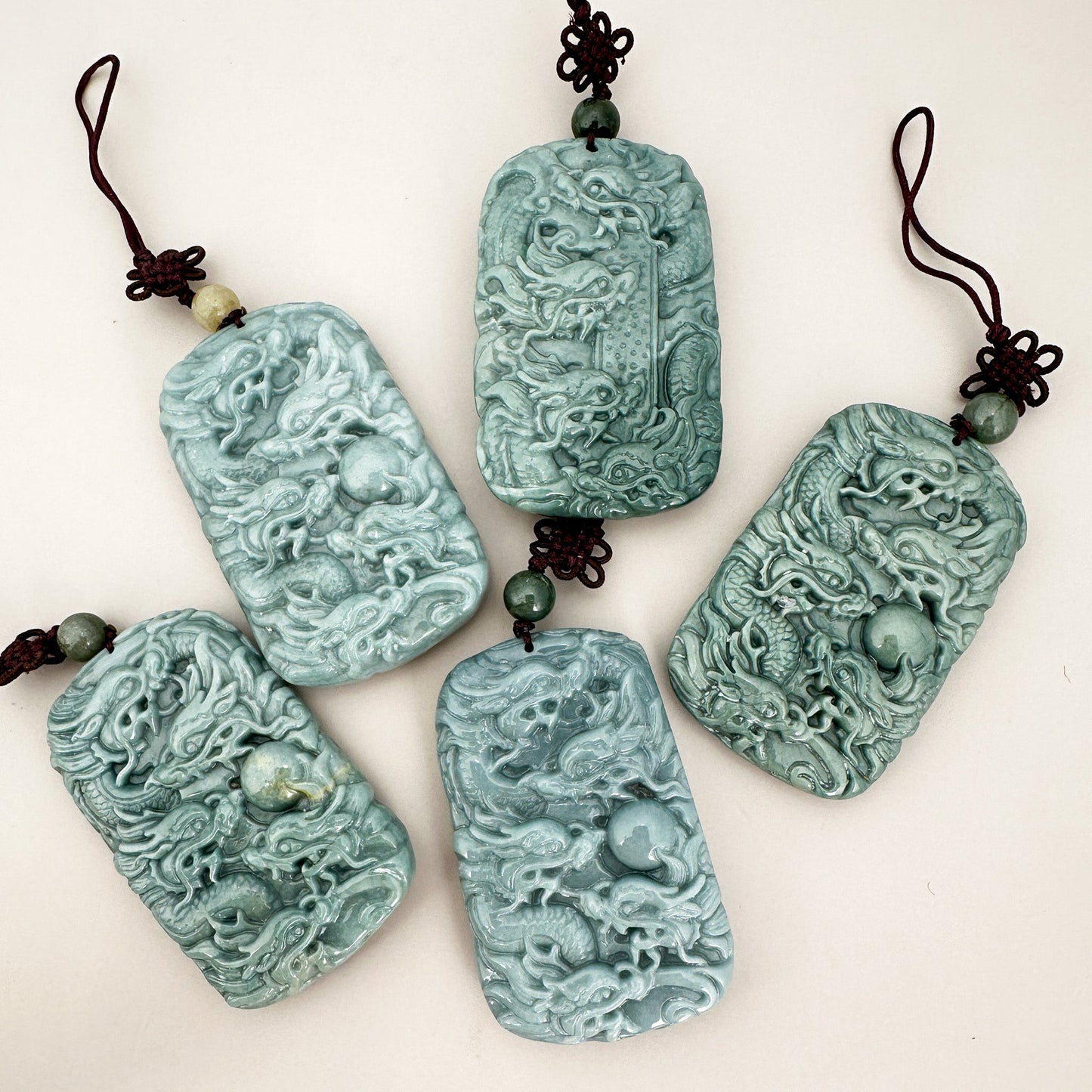 Jade Dragon Large Hand-Carved Charm - 1 pc.(P3205)-The Bead Gallery Honolulu