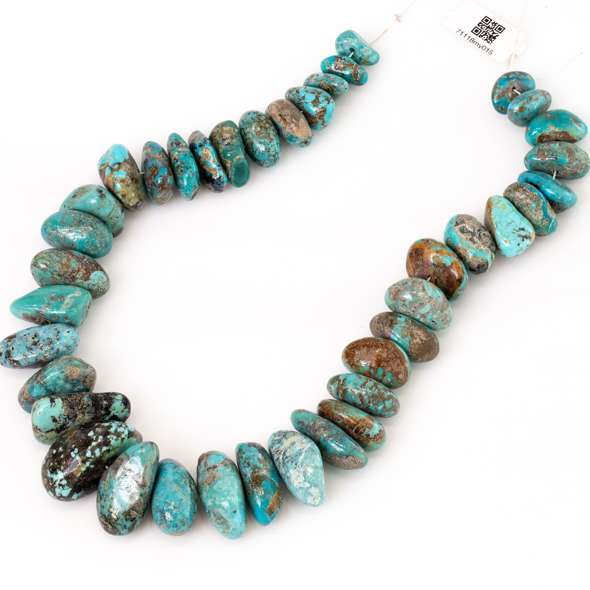 Kingman Turquoise 5x12mm to 14x30mm Graduated Tumbled Chunky Chip Bead - 17" Strand