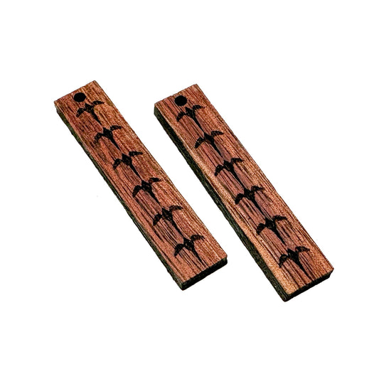 Koa Iwa Bird Rectangular Wood Charm (2 Quantity Options)-The Bead Gallery Honolulu