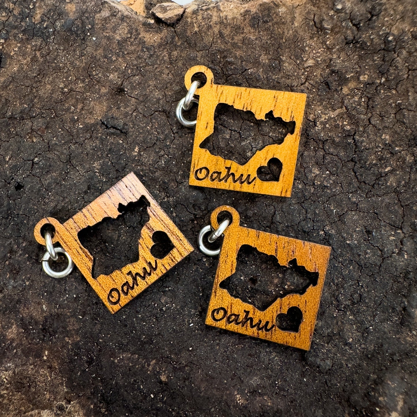 Koa Oahu Island Charm (P1082)-The Bead Gallery Honolulu