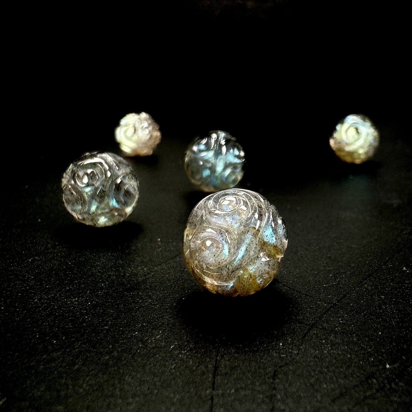 Labradorite 11.5mm Hand Carved Round Bead - 1 pc. (P3107)