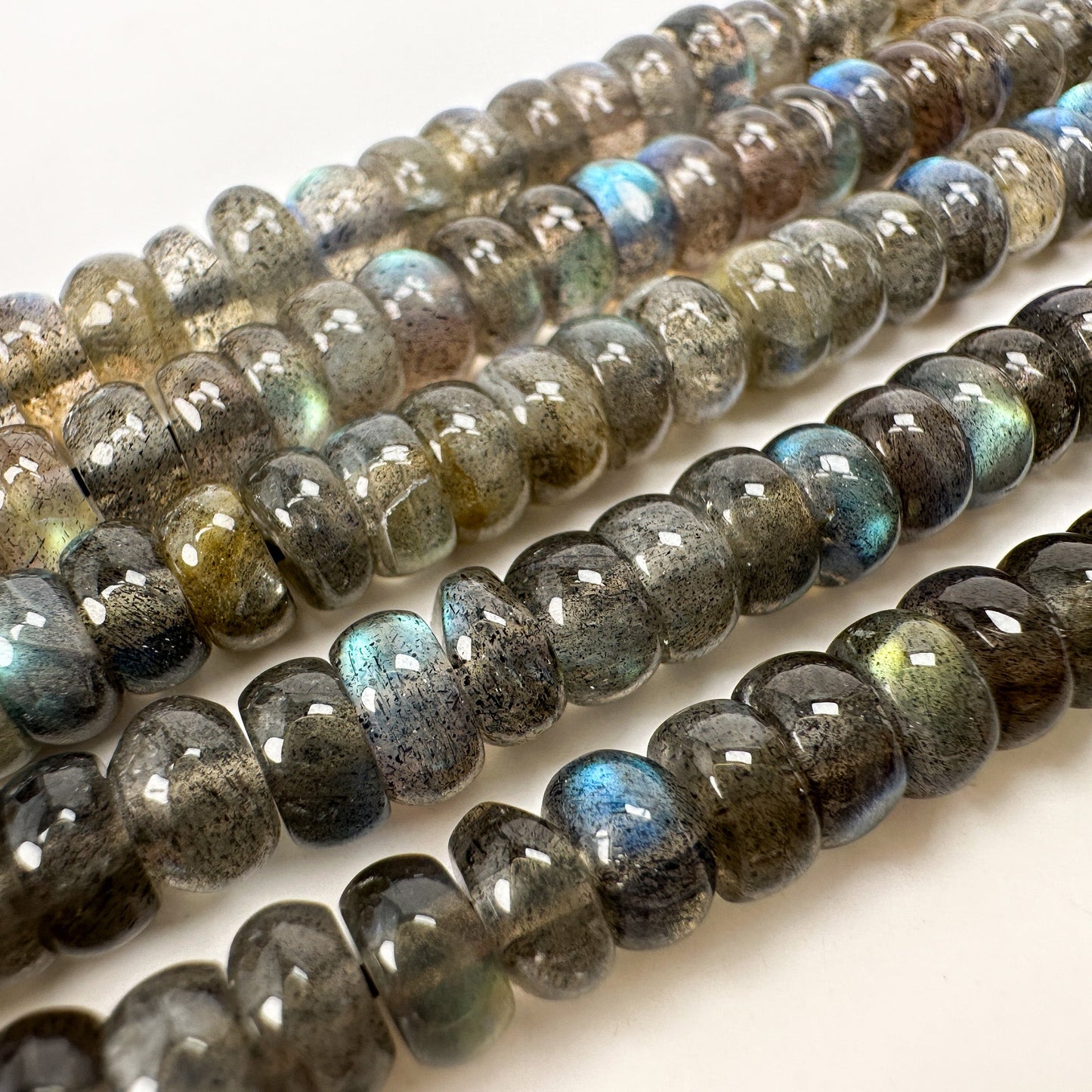 Labradorite 6mm Smooth Rondelle Bead - 8" Strand (GEM2259)