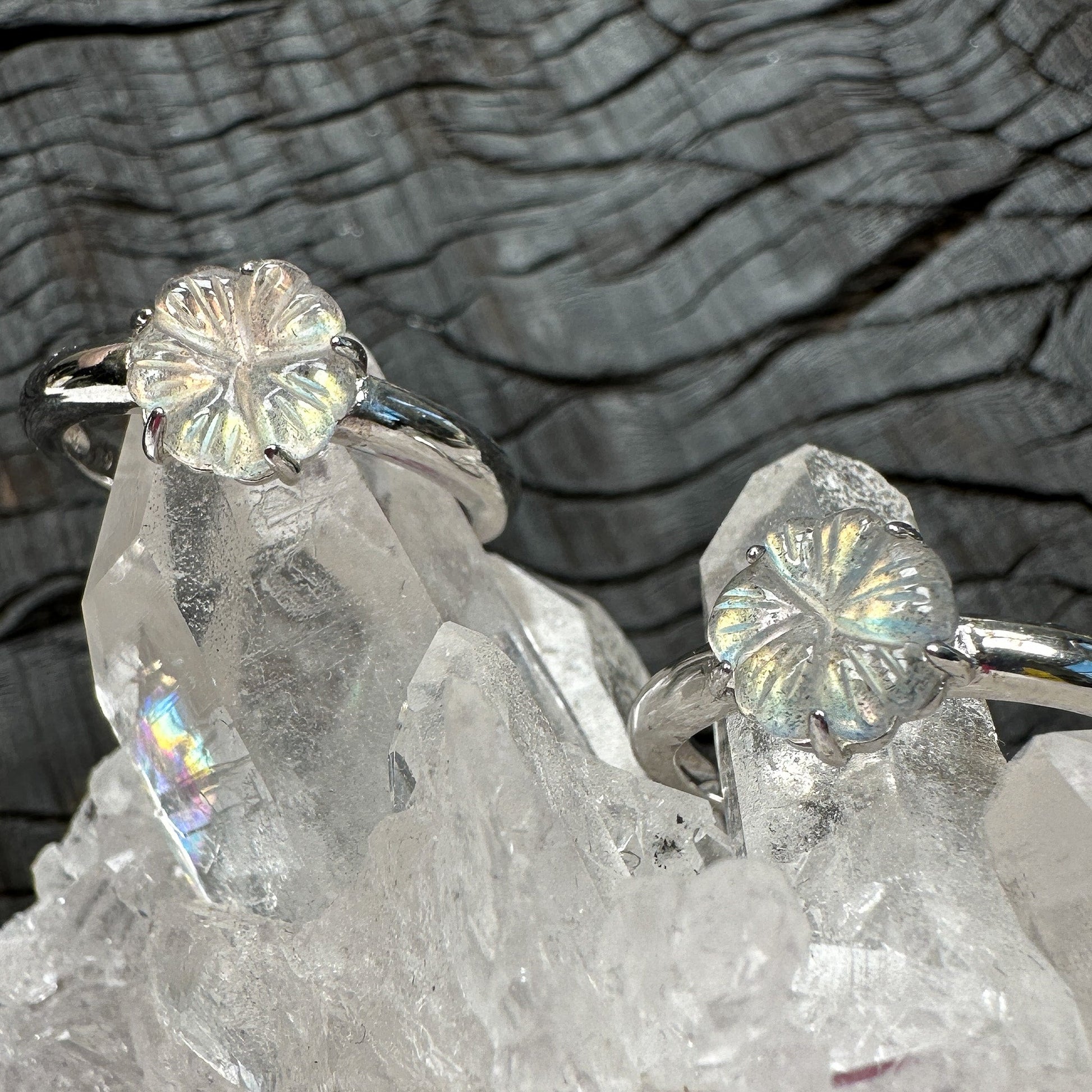 Labradorite Flower Ring - - Sizes 6, 7 & 8-The Bead Gallery Honolulu