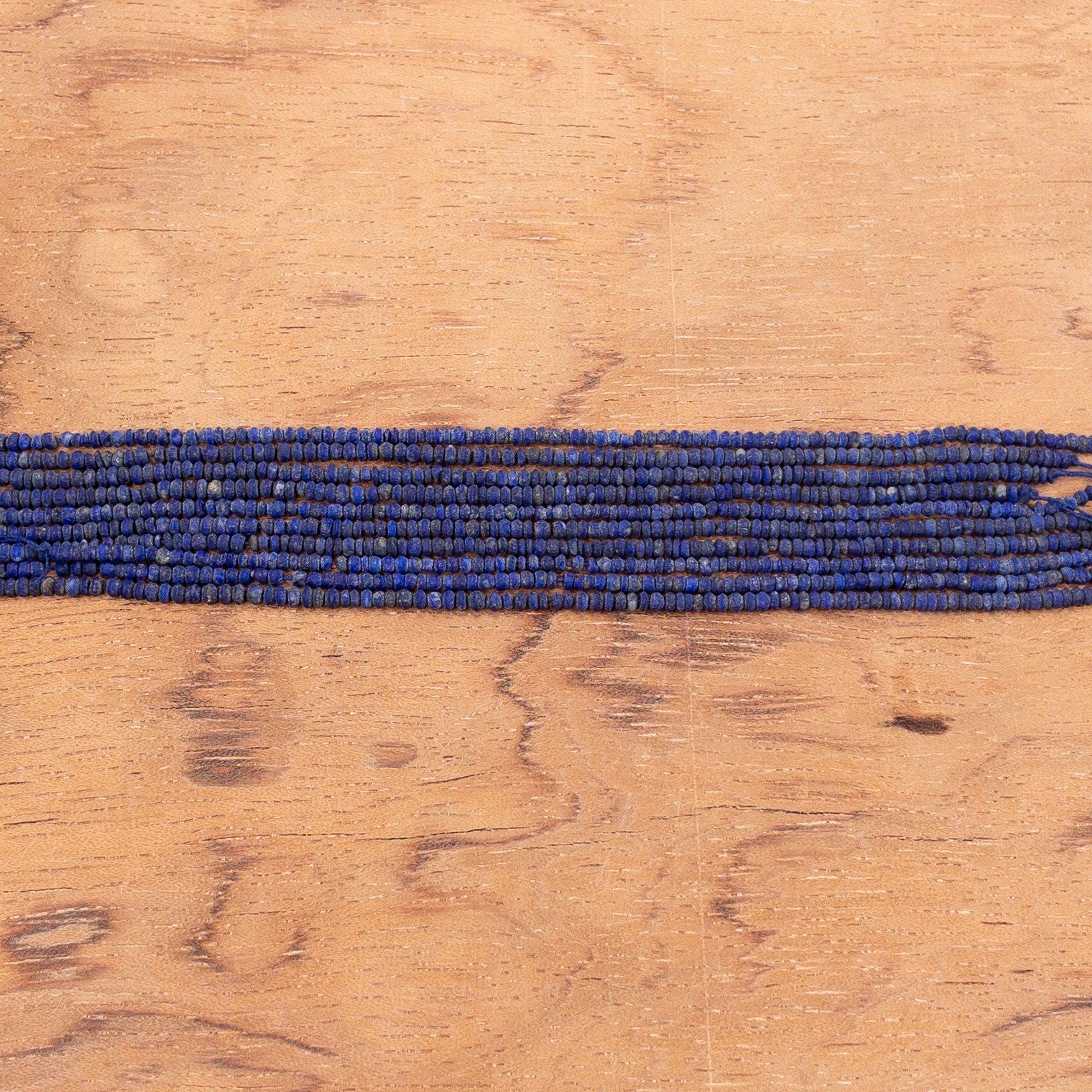 Lapis 2.25mm Matte Rustic Roundelle Bead - 6" Strand