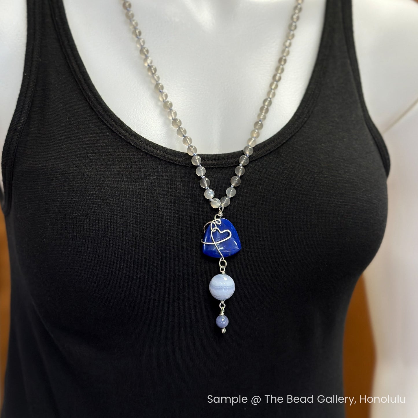 Lapis, Blue Lace Agate, and Tanzanite Mala Bead Mix - 3 pcs. (MIX091)