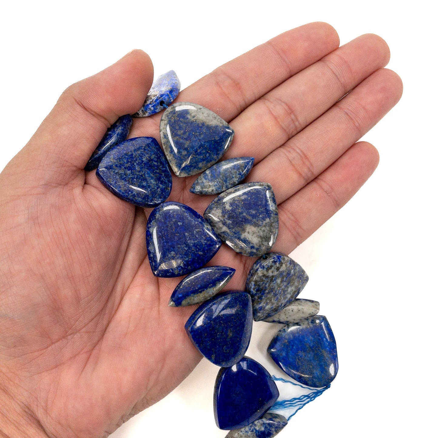 Lapis Flat Curved Triangle Marquis Mixed Shape Smooth Bead - 7.5" Strand