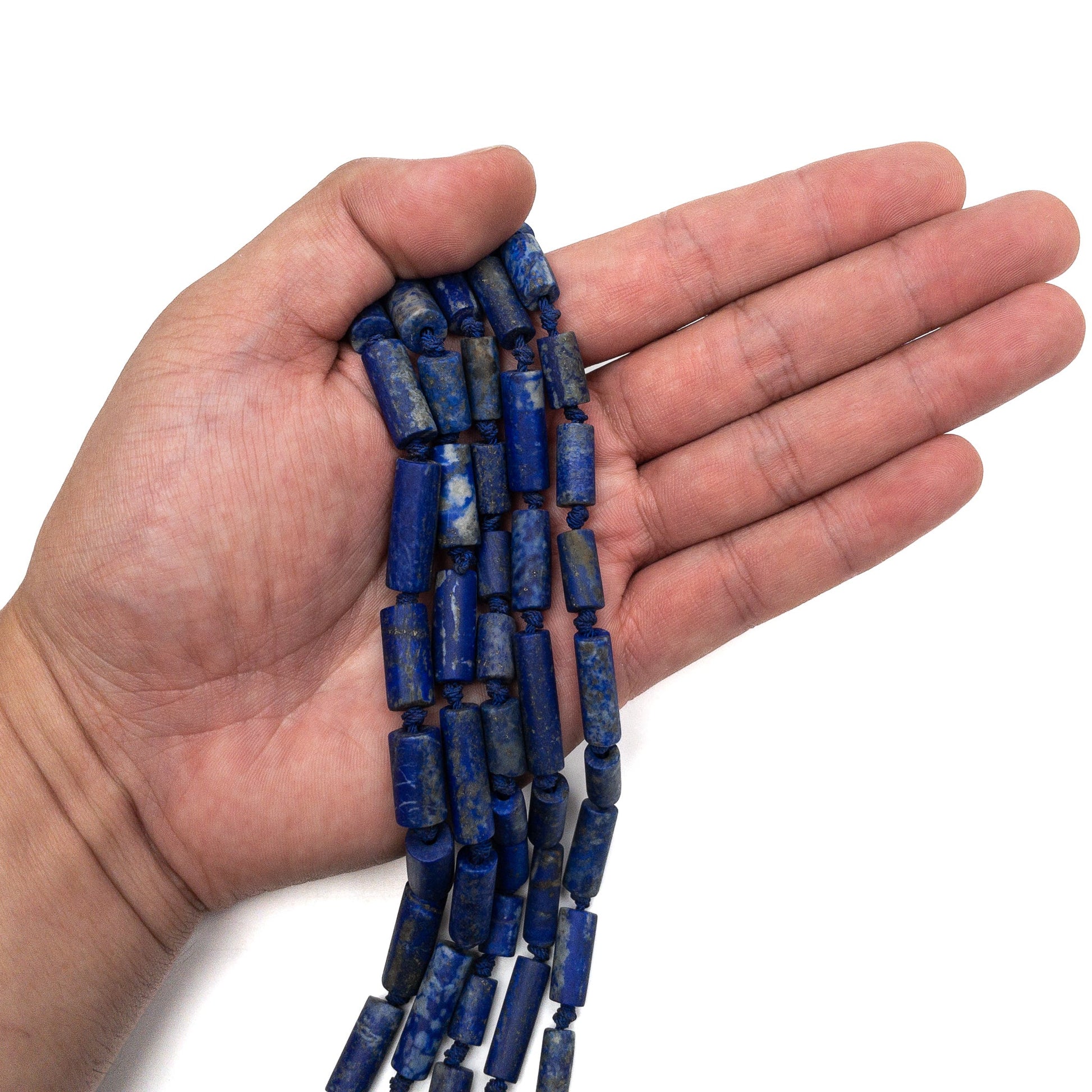 Lapis Semi-Matte Long Tube Bead - 8" Strand