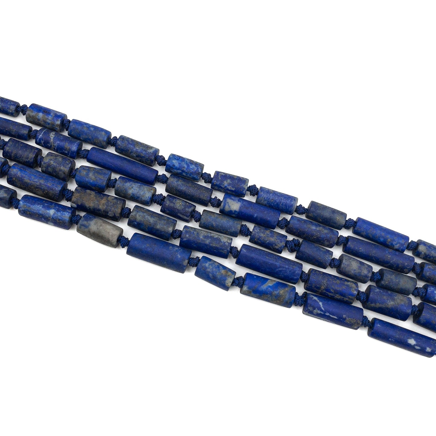 Lapis Semi-Matte Long Tube Bead - 8" Strand