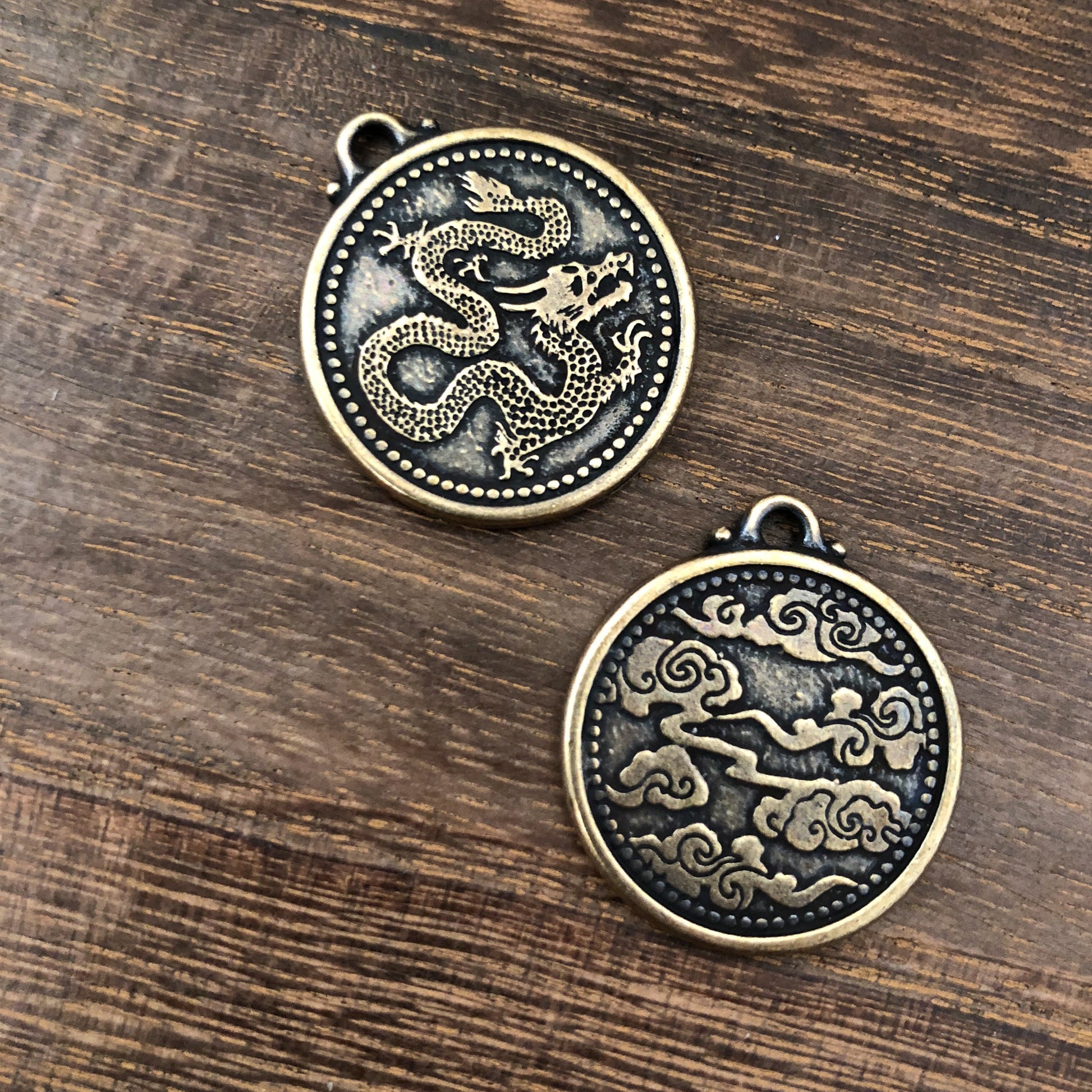 Large Dragon Coin Pendant (3 colors available) - 1 pc.