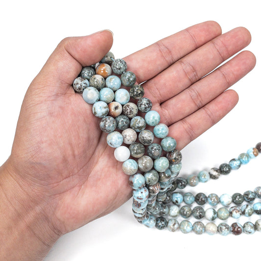 Larimar 10mm Round Bead - 7.5" Strand