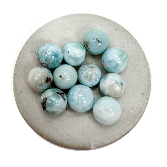 Larimar 11mm Smooth Round Bead - 1 pc.-The Bead Gallery Honolulu