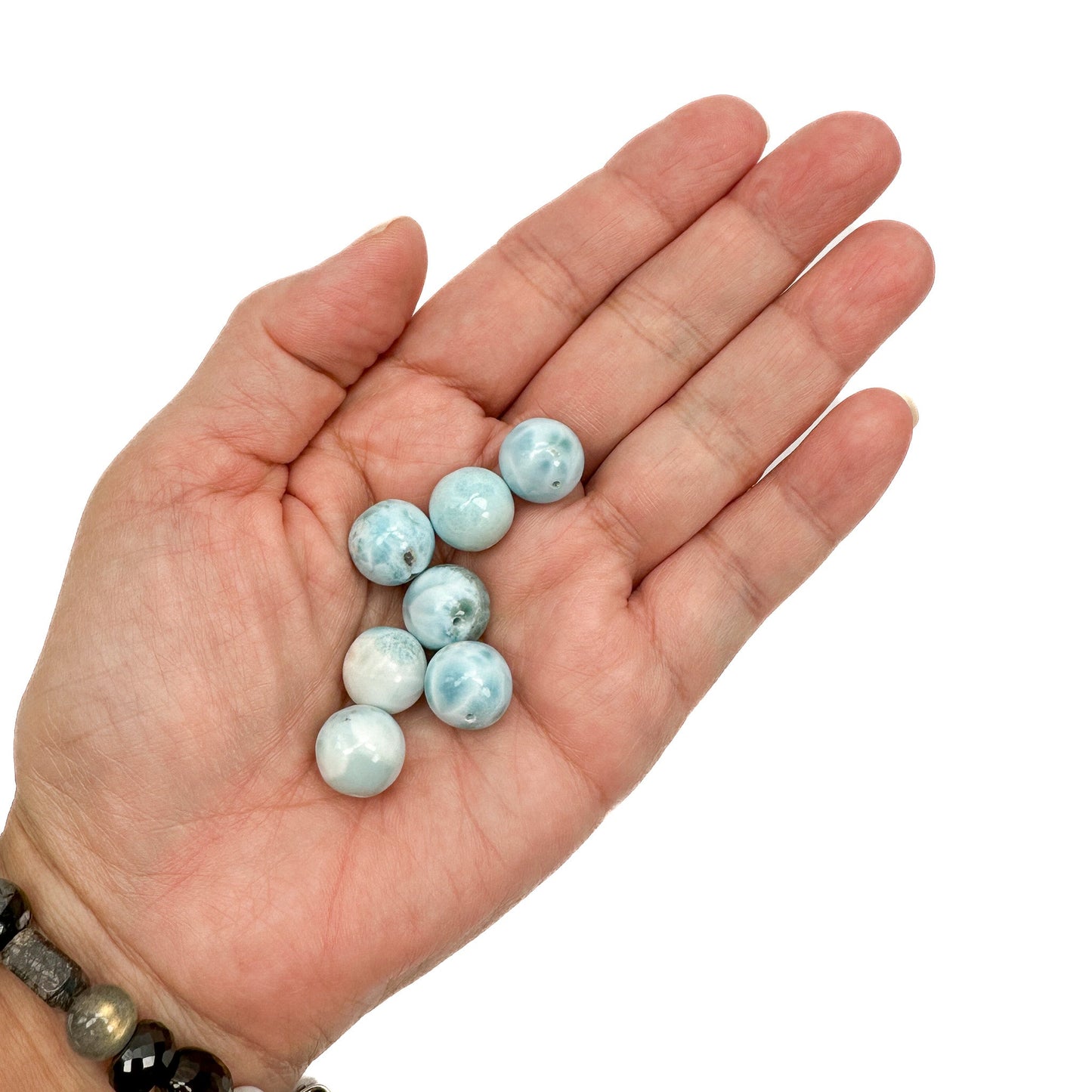 Larimar 12mm Round Bead - 1 pc.-The Bead Gallery Honolulu