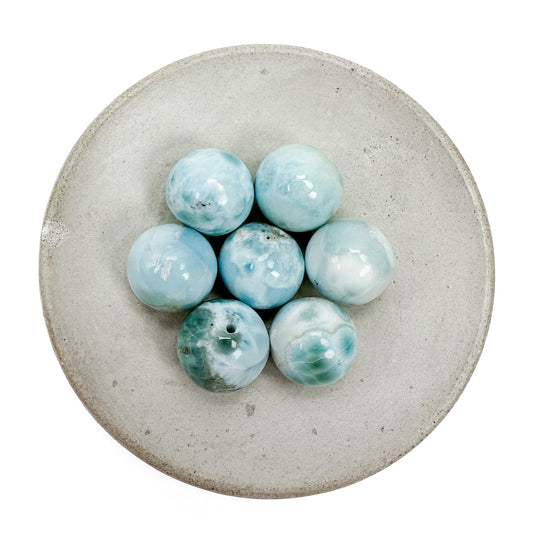 Larimar 12mm Round Bead - 1 pc.-The Bead Gallery Honolulu