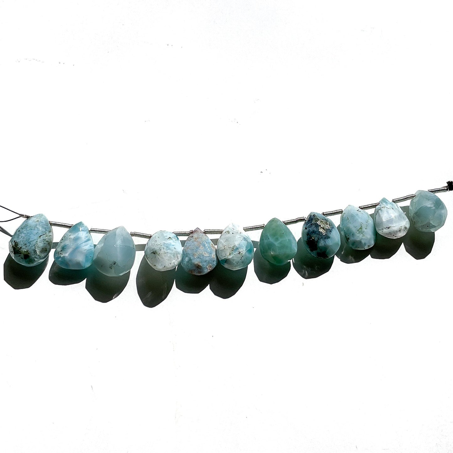 Larimar 12x9mm Faceted Pear Briolette Bead - 1 pc.