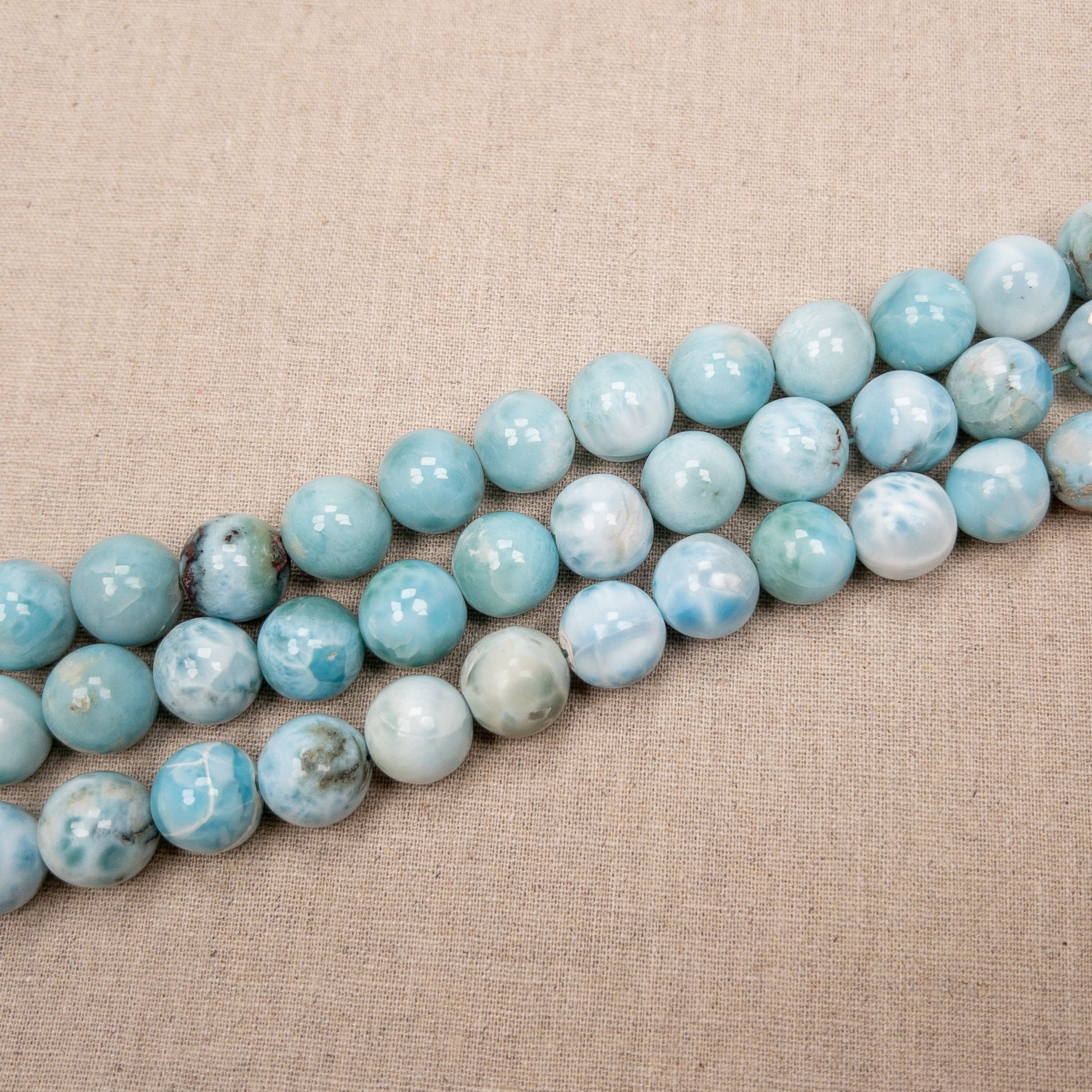 Larimar 13mm Round Bead - 7.5" Strand