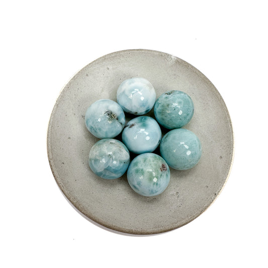 Larimar 13mm Smooth Round Bead - 1 pc.-The Bead Gallery Honolulu