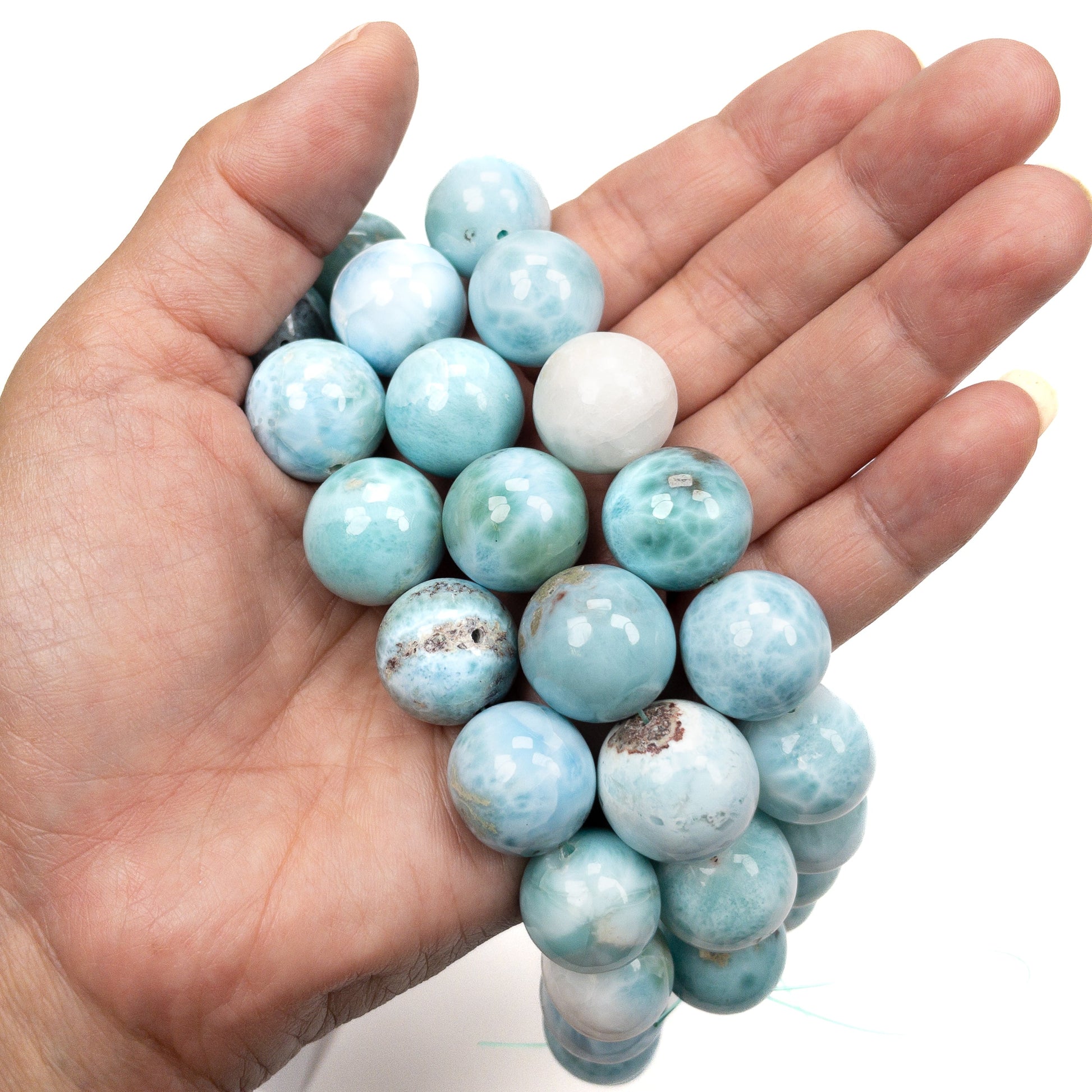 Larimar 16-17mm Round Bead - 7.5" Strand