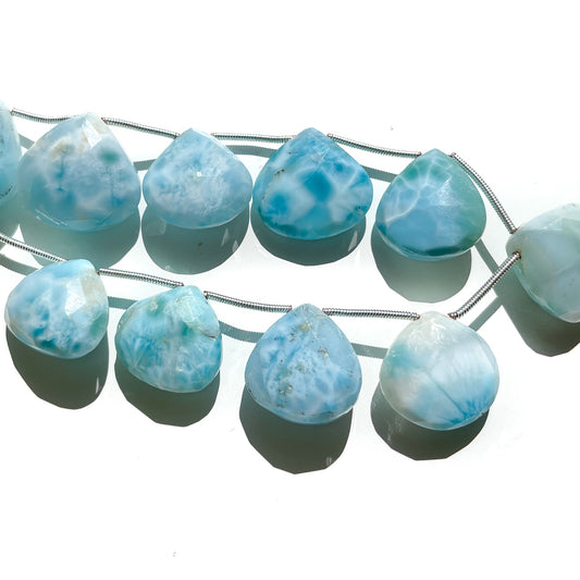 Larimar 18mm Focal Faceted Heart Briolette - 1 pc.