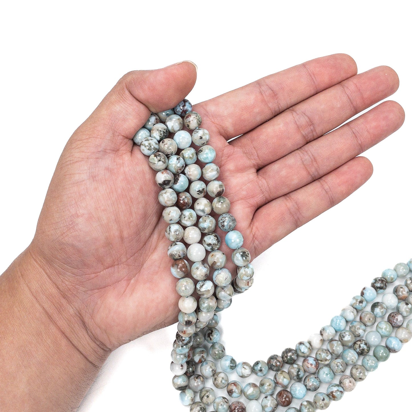 Larimar 8mm Round Bead - 7.5" Strand