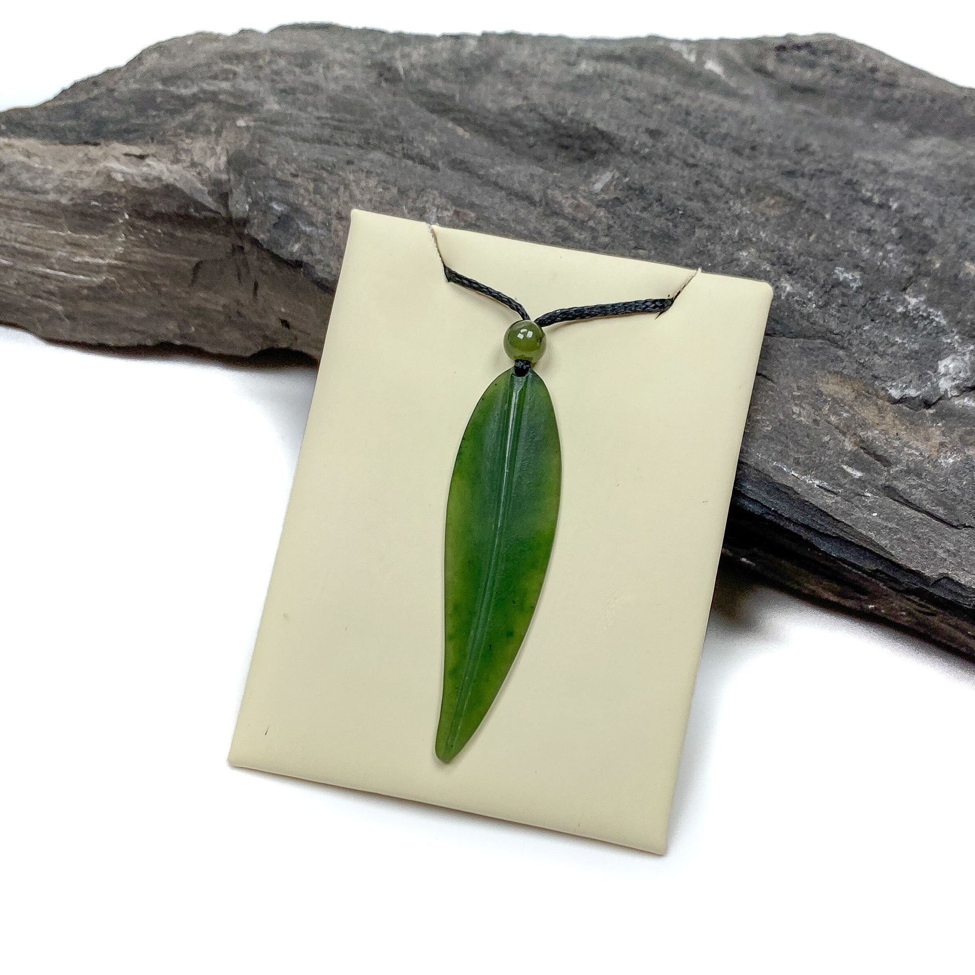 Leaf Carved Canadian Jade Cord Necklace