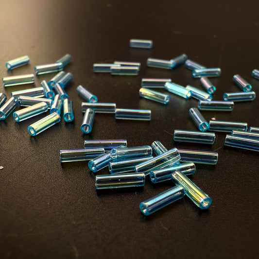Light Aqua Rainbow Seed Bead - Miyuki 6mm Bugle (SB833)-The Bead Gallery Honolulu