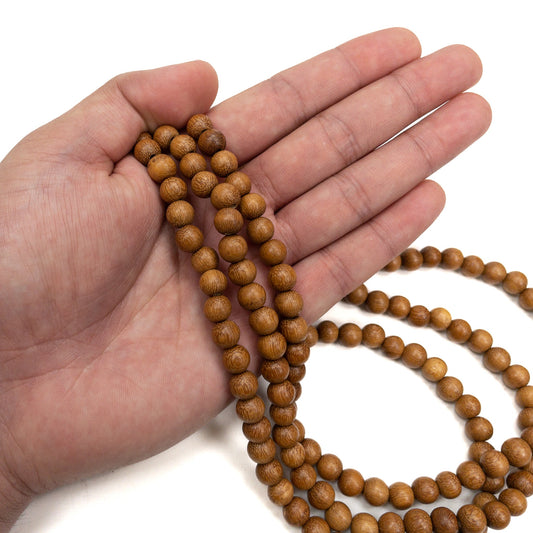 Light Brown Robles Wood 8mm Round Bead - 15.5" Strand