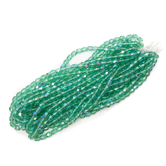 Light Emerald AB 4mm Fire Polish Glass Bead - 50 pcs.