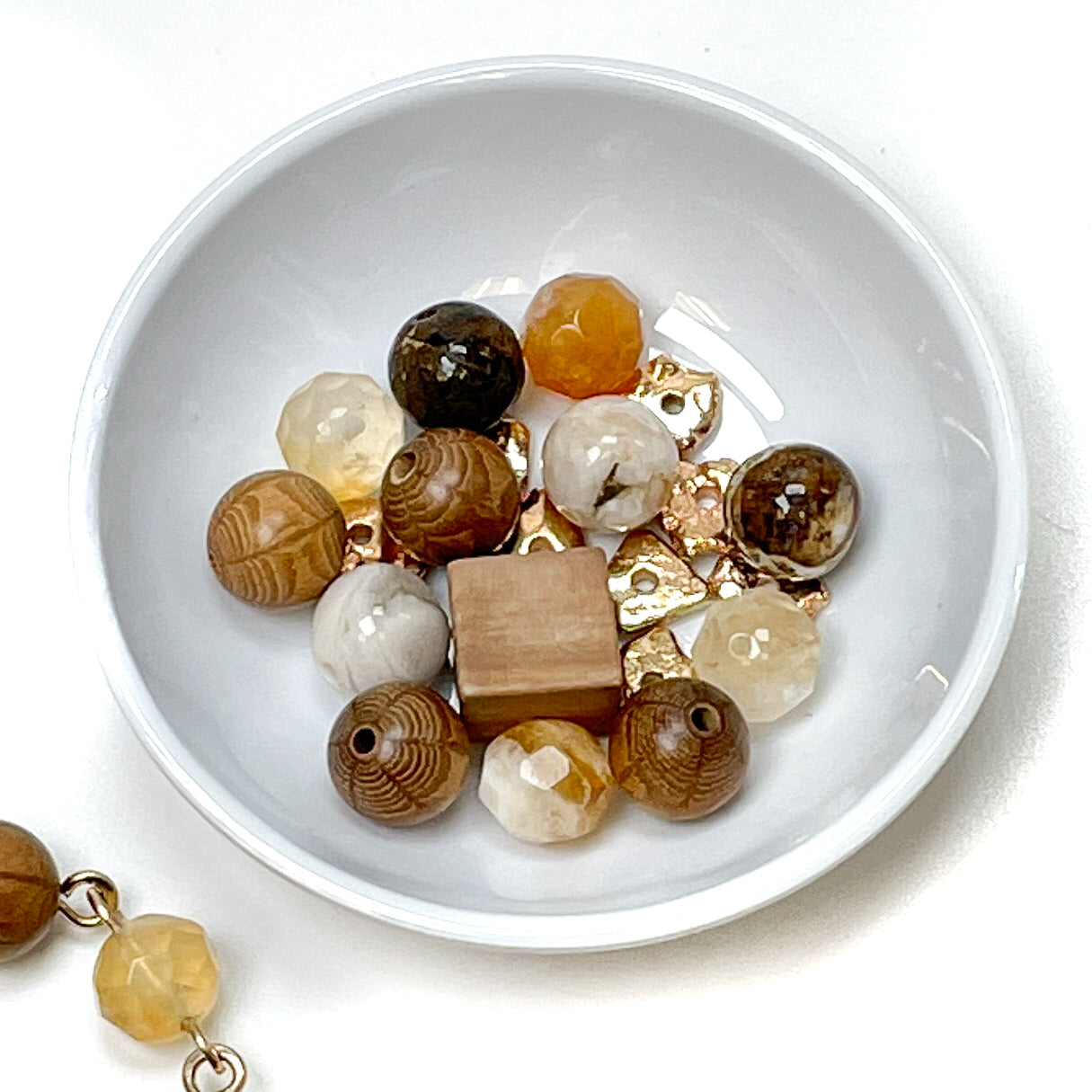 Limited Edition: Rustic Warm Gemstone and Wood Bead Mix - 21 pcs.