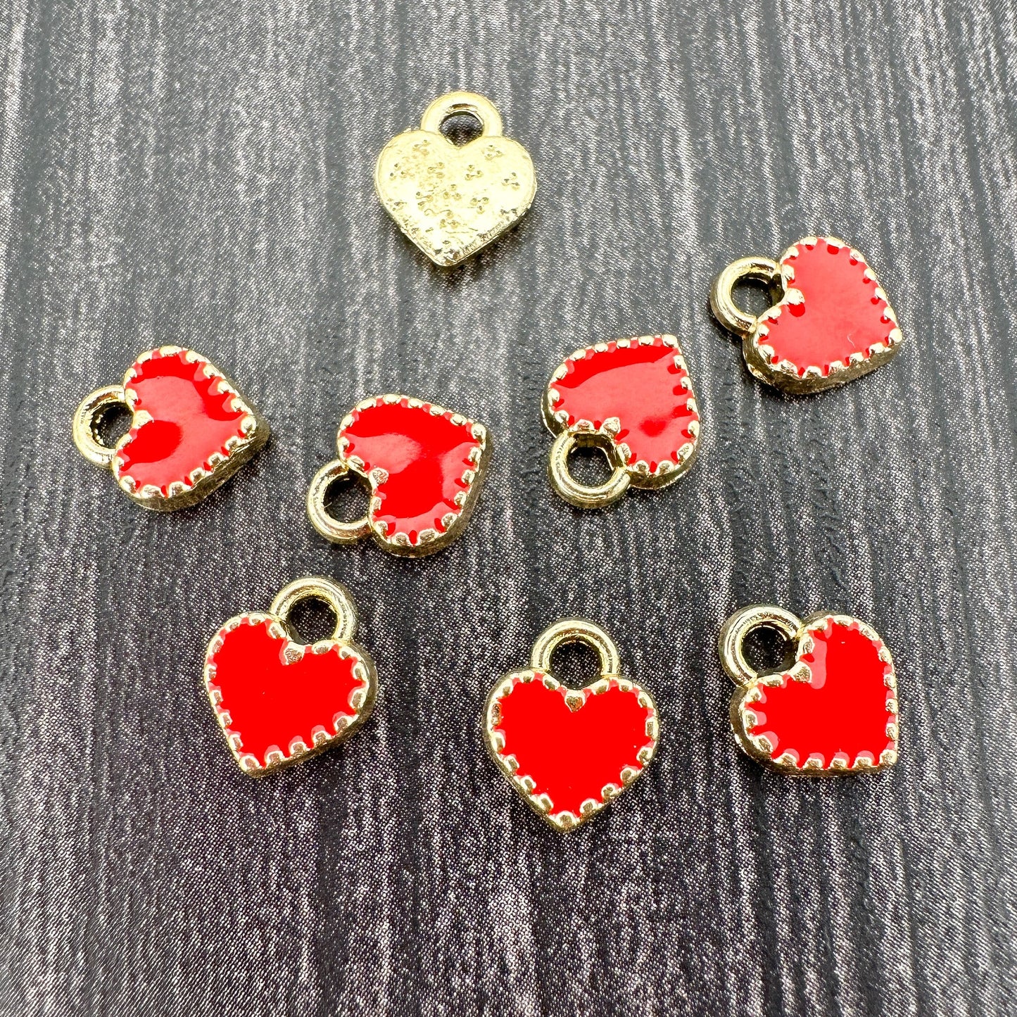 Little Heart 7x9mm Alloy Enamel Charm - 1 pc. (M1949)