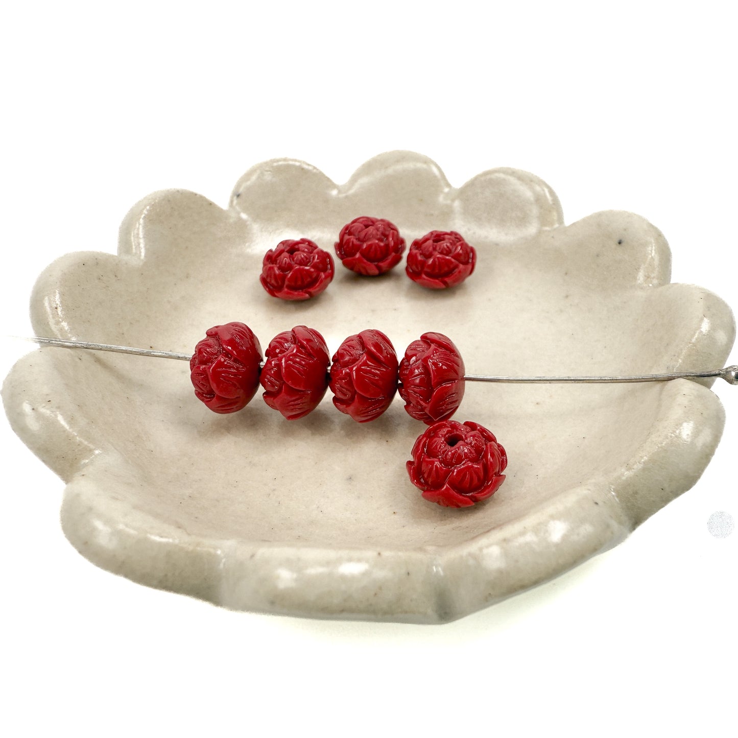 Lotus Flower 8x5mm Resin Rondelle Bead (8 pc/P3343)-The Bead Gallery Honolulu