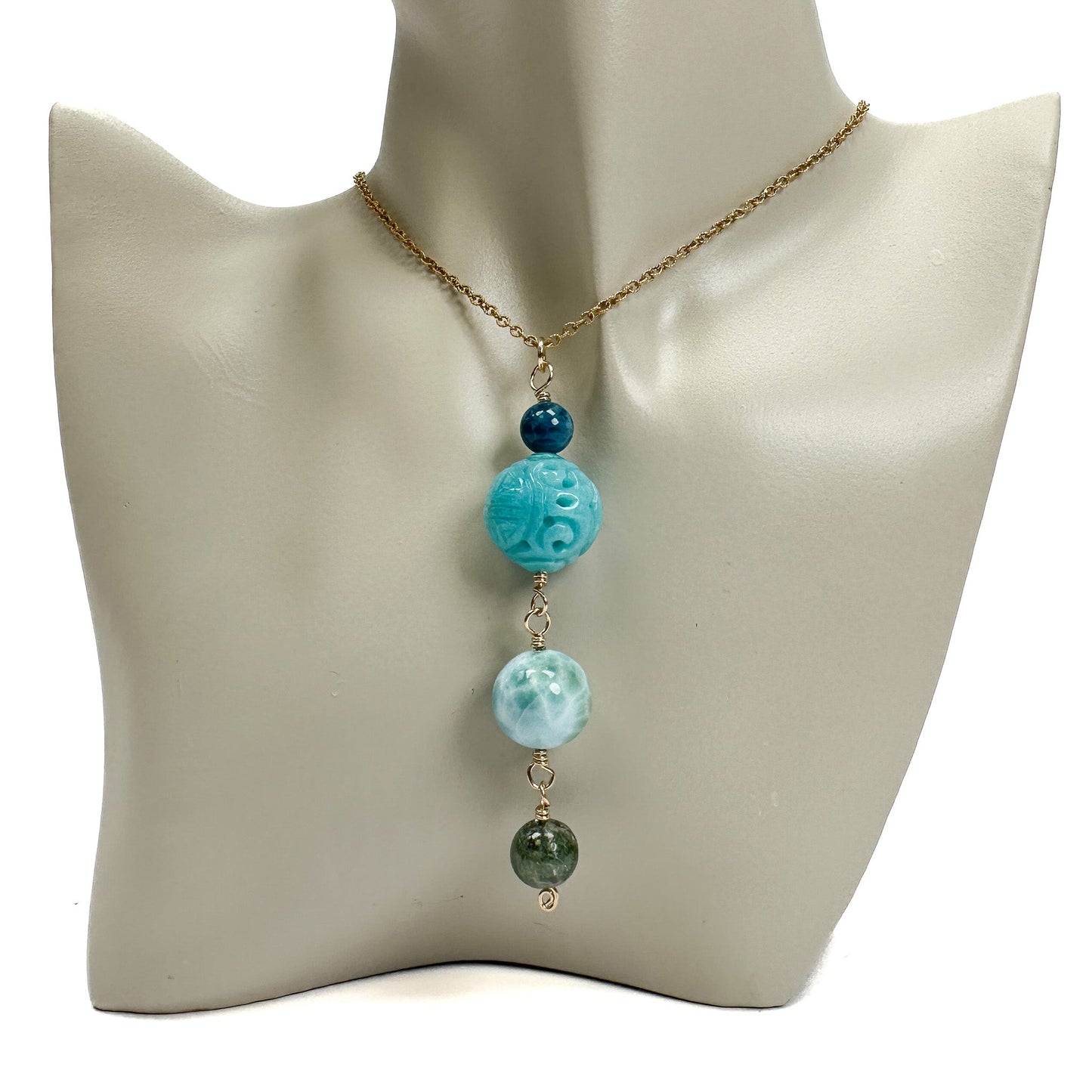 Luxe Mix: Apatite, Amazonite, Larimar, and Green Kyanite Mala Beads - 4 pcs. (MIX089)