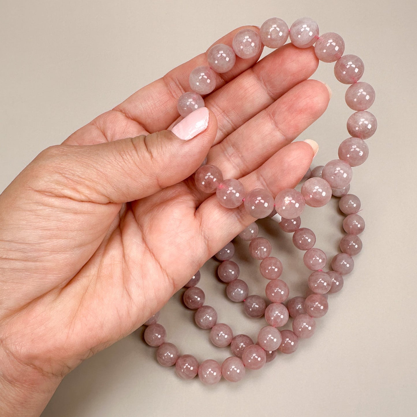 Madagascar Rose Quartz Stretchy Cord Bracelet (2 Size Options) - 1 ea. (J205)