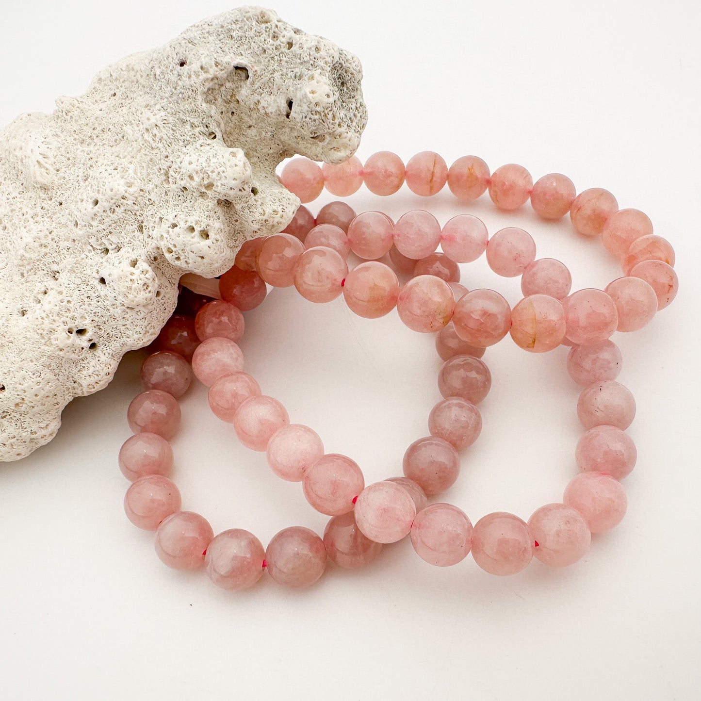 Madagascar Rose Quartz Stretchy Cord Bracelet (2 Size Options) - 1 ea. (J205)