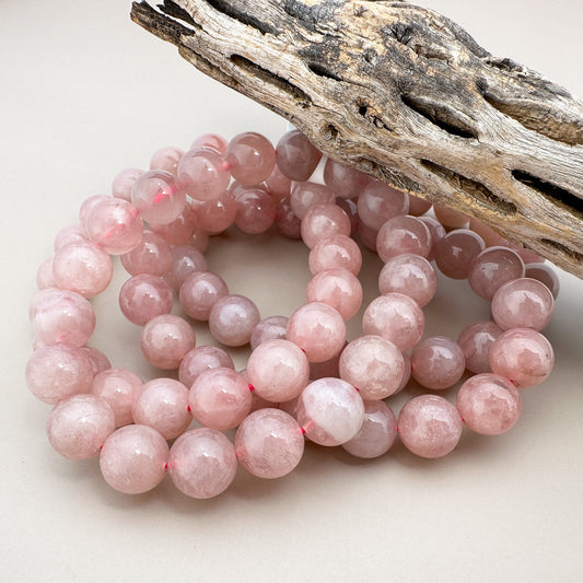 Madagascar Rose Quartz Stretchy Cord Bracelet (2 Size Options) - 1 ea. (J205)