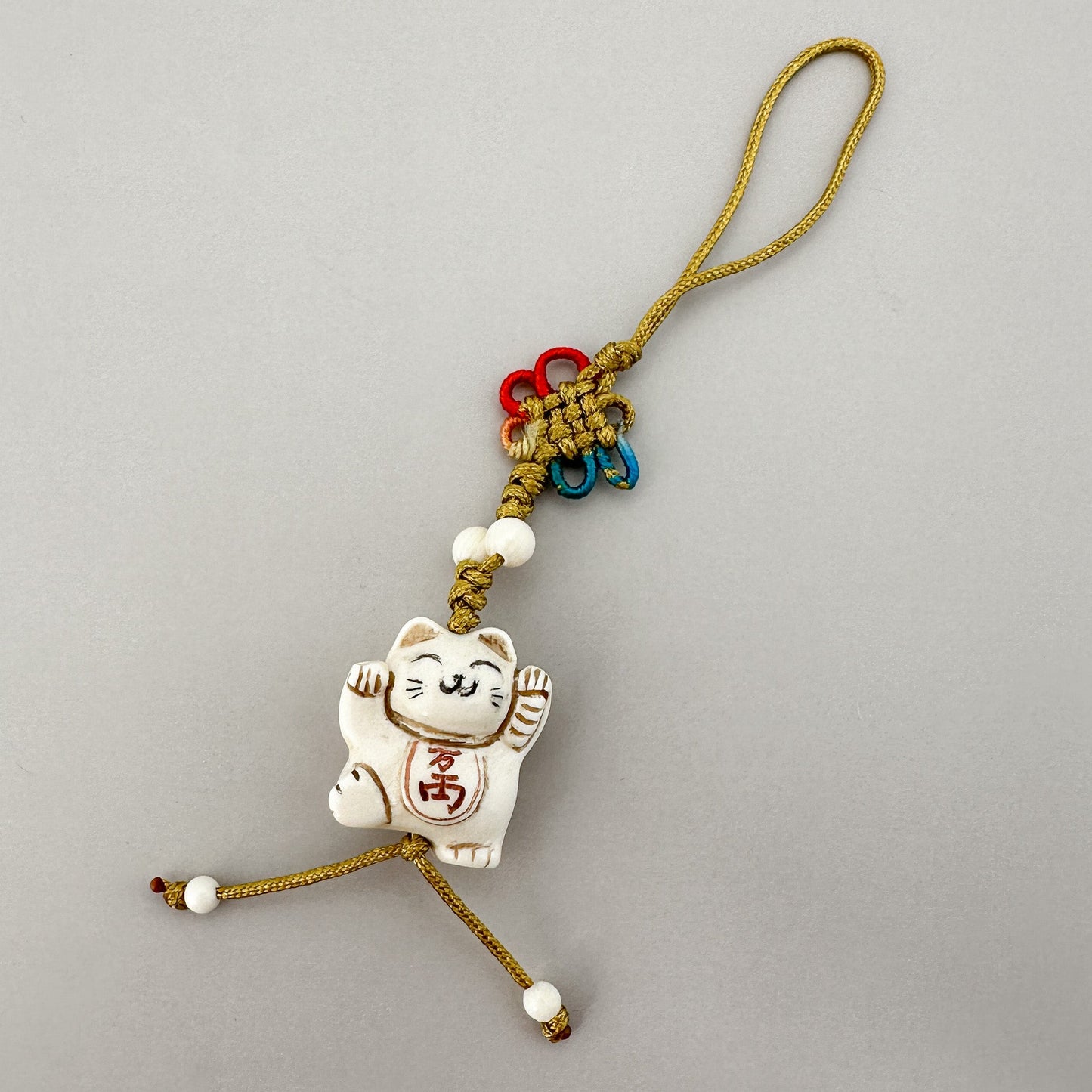 Maneki Neko (Cat) 16x19mm Carved Bone Charm - 1 pc. (P2948)-The Bead Gallery Honolulu